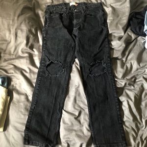 Black custom ripped jeans